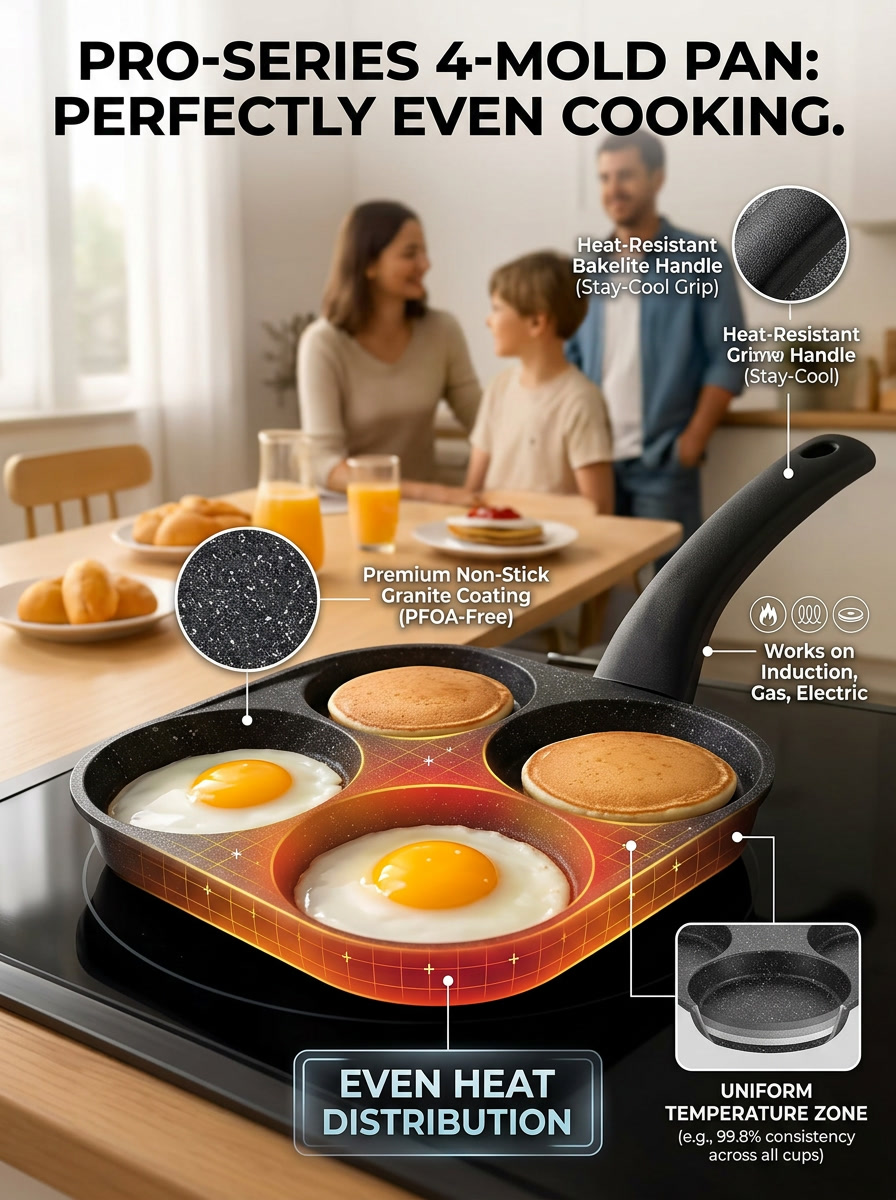 The LUX QuadCook Pro 4-Cup Nonstick Egg & Pancake Pan